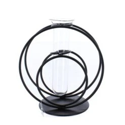 Vase - Reagenzgläser In Ständer - Aus Metall Und Glas - Ca. 12,5 X 8 X 13,5 Cm