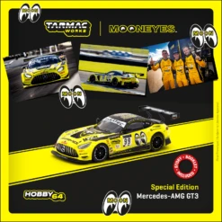 Tarmac T64-062-21IND99 Mercedes-AMG GT3 Indianapolis 8 Hour 2021 "Mooneyes" Gelb Hobby64 Maßstab 1:6